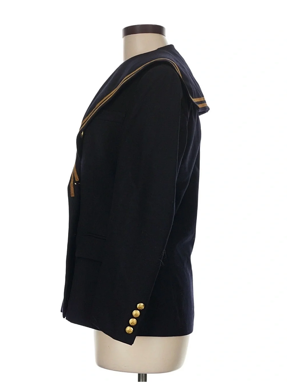 Vintage 80s Ralph Lauren Military Jacket Navy Sailor Blazer Gold Buttons Wool 8